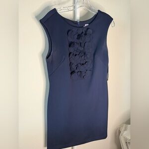 Eliza J Elegant Navy Sleeveless Dress with Floral Detail